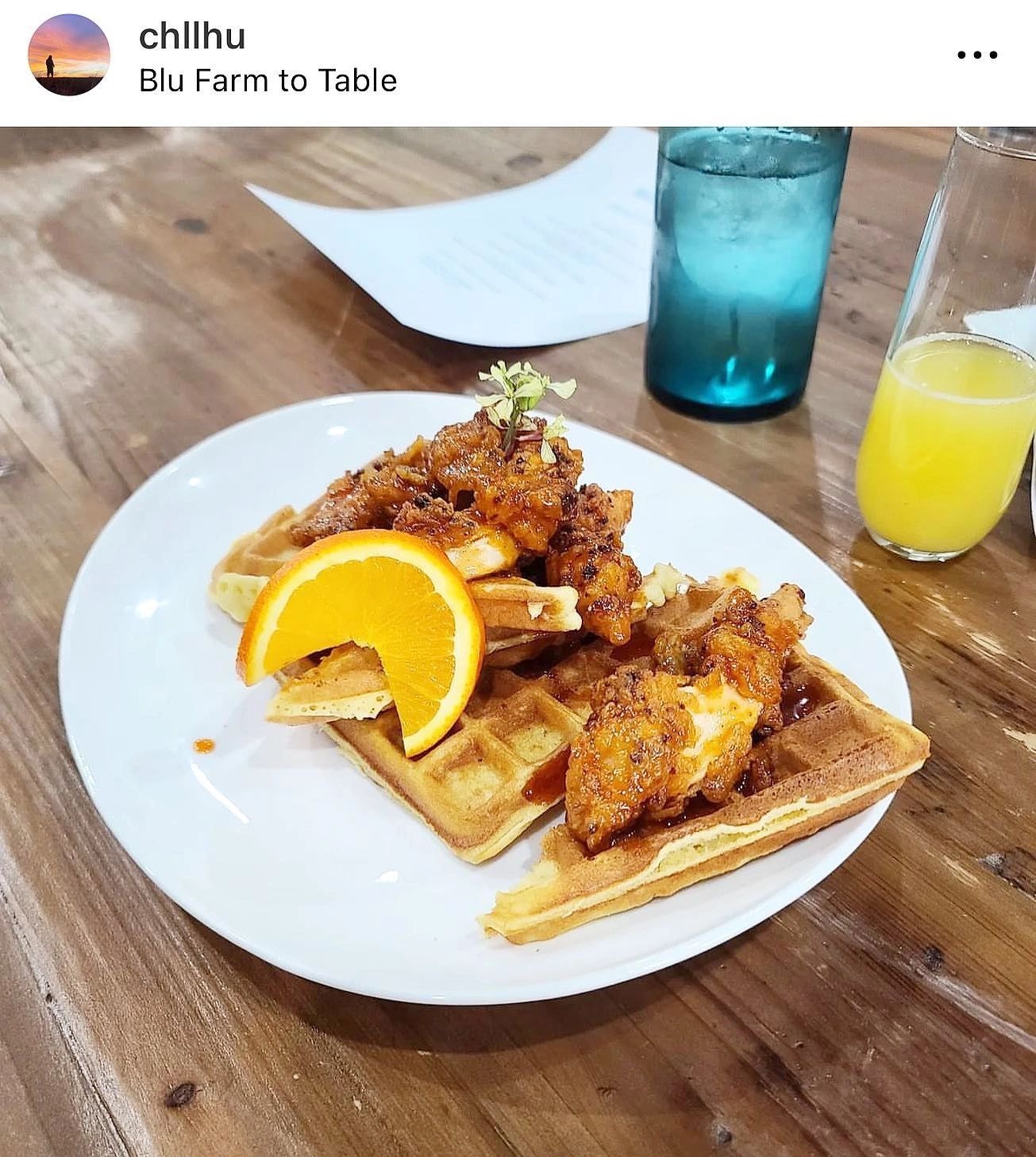 Crispy chicken and waffles